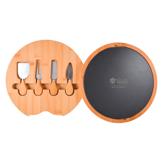 Greta Bamboo Slate Cheese Boards Open Branded